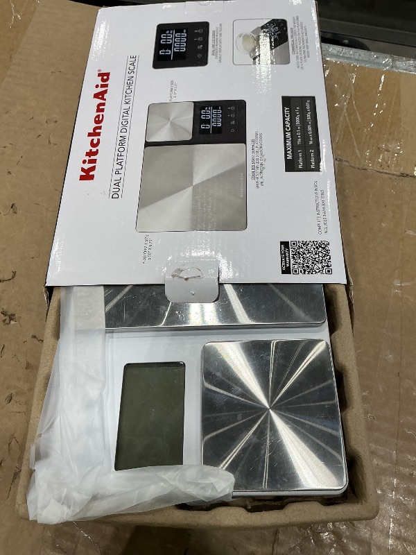 Photo 1 of ***NOT FUNCTIONAL, SELLING FOR PARTS, FINAL SALE**KitchenAid KQ909 Dual Platform Digital Kitchen and Food Scale, 11 pound capacity and Precision 16oz capacity, Black with Stainless Steel***NOT FUNCTIONAL, SELLING FOR PARTS, FINAL SALE**