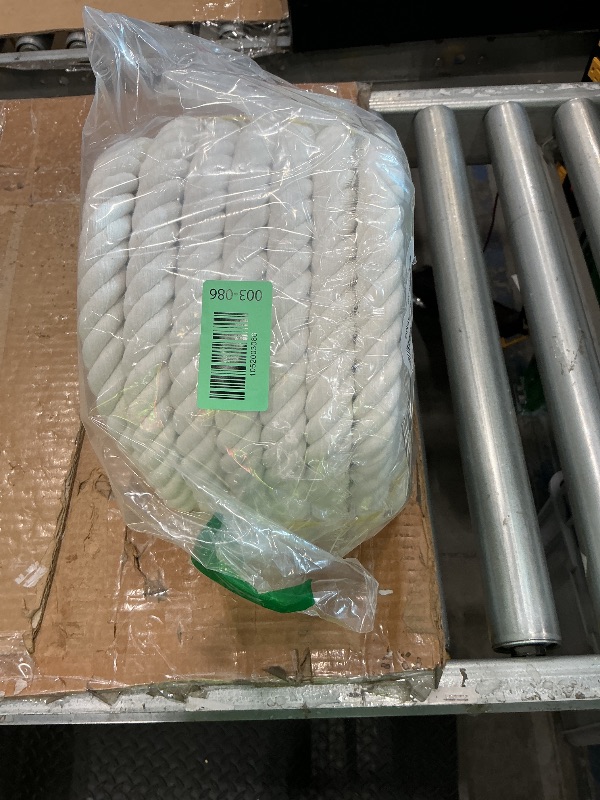 Photo 1 of 1 Inch x 50 Feet Twisted Cotton Rope 4-Strands Natural Soft White Cotton Rope for Crafts, Swing, Sports, DIY, Home Decor