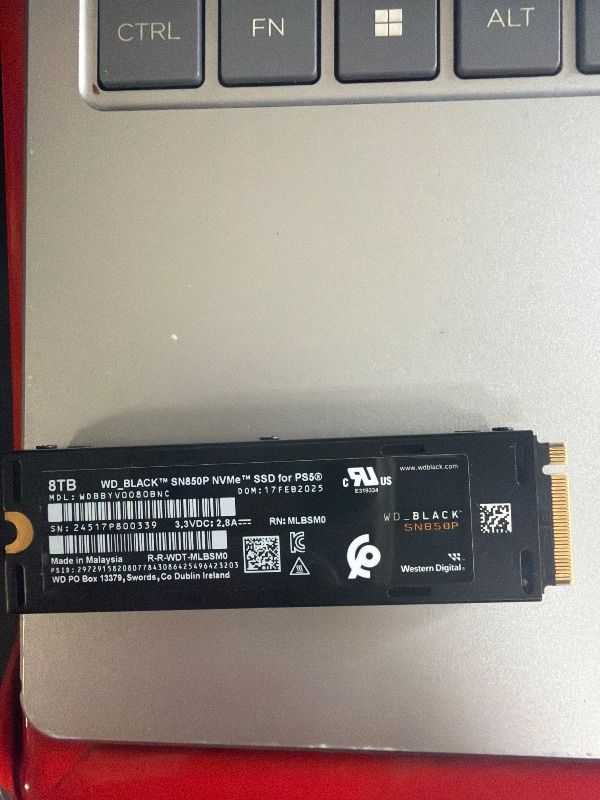Photo 1 of *UNTESTED*
WD_Black 8TB SN850P NVMe M.2 SSD Officially Licensed Storage Expansion for PS5 Consoles, up to 7200MB/s, with heatsink - WDBBYV0080BNC-WRSN