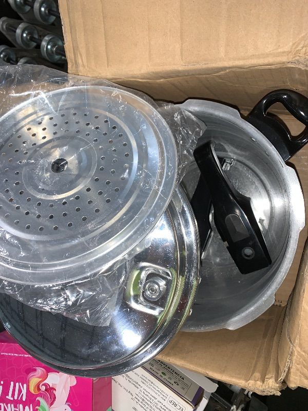 Photo 1 of ***HANDLES NEED TO BE ASSEMBLED, MINOR SCRATCHES, POSSIBLE MISSING PARTS, SELLING FOR PARTS, FINAL SALE***WantJoin 6Qt Aluminum Pressure Cooker w/Release Valve & Multiple Protective Devices,Pressure Canner Compatible with Gas & Induction Cooker,Canner Rac