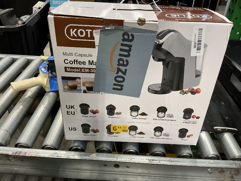 Photo 1 of *MINOR DAMAGE - USED*
KOTLIE Espresso 5in1 Single Serve Coffee Maker, 19Bar Cappuccino&Latte Maker, Cold&Hot Brewing Coffee Machine for K*cup/NES*presso Original/D*olce G*usto/Ground Coffee/44mm ESE(LightGrey)