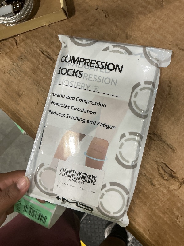 Photo 1 of +MD 2 Pairs 20-30 mmHg Medical Compression Socks for Women & Men, Knee High Open Toe Stockings, Circulation Support & Comfort Hose Black, X-Large