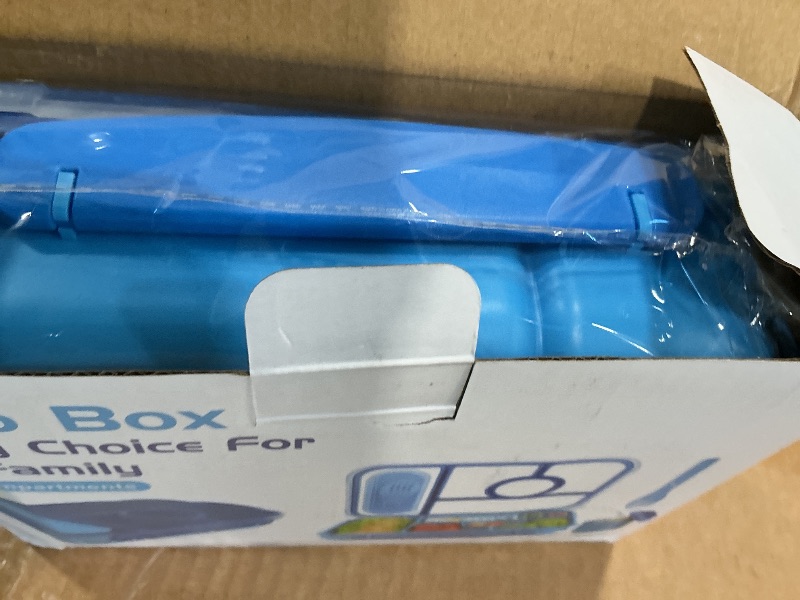 Photo 1 of *MINOR DAMAGE - USED*
Amathley Bento Box Adult Lunch Box Kids,Lunch Containers for Adults/Kids/Toddler,5 Compartments Bento Lunch Box with Sauce Vontainers,Microwave & Dishwasher & Freezer Safe,BPA-Free(Blue)
