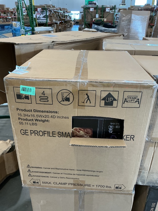 Photo 1 of *MINOR DAMAGE - USED*
GE Profile™ Smart Indoor Pellet Smoker, with Active Smoke Filtration, 5 Smoke Control Settings, WiFi Connected, Electric, Countertop BBQ Appliance, Black