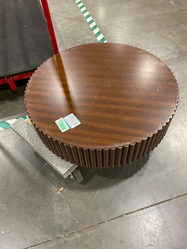 Photo 1 of **Missing Parts - Missing the bottom portion of the table**
Rovibek Round Coffee Table, 31.5" Wooden Fluted Coffee Table with Fluted Base, Circle Accent Center Table for Living Room Apartment Office Small Space, Easy Assembly, Walnut