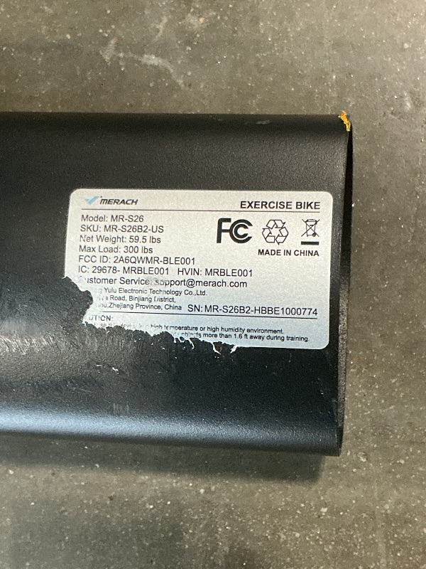 Photo 1 of **MAJOR DAMAGE**
Merach Exercise Bike, Brake Pad/Magnetic Stationary Bike with Exclusive App, Low Noise Indoor Cycling Bike with 270LBS Weight Capacity, Dumbbell Rack and Fitness Courses for Weight Loss