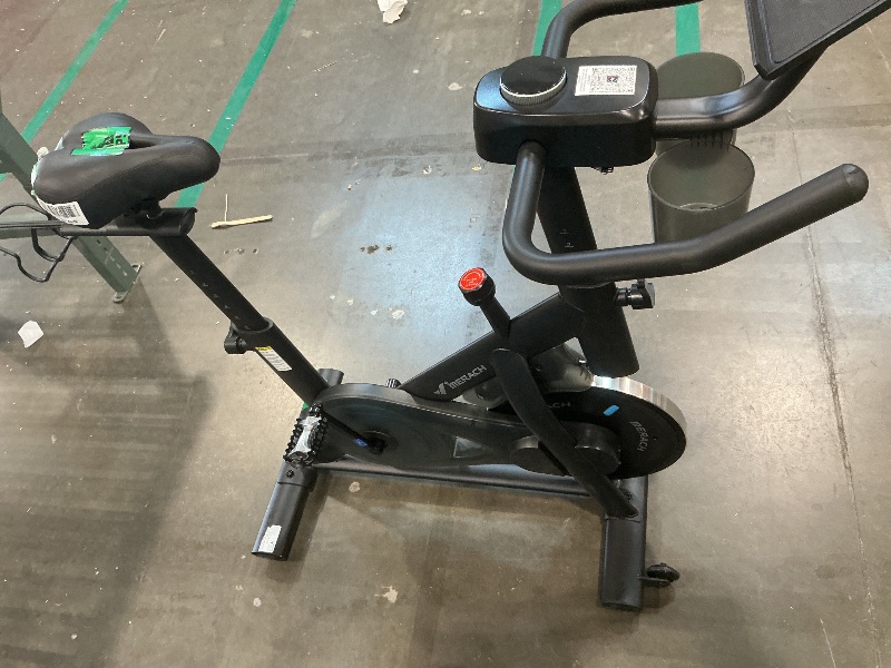 Photo 1 of **MAJOR DAMAGE**
Merach Exercise Bike, Brake Pad/Magnetic Stationary Bike with Exclusive App, Low Noise Indoor Cycling Bike with 270LBS Weight Capacity, Dumbbell Rack and Fitness Courses for Weight Loss