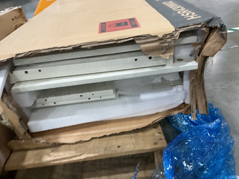 Photo 1 of ***CRACK ON DOOR*** VASAGLE Hall Tree with Bench and Shoe Storage, Coat Rack with Shoe Bench, Shoe Cabinet, 2 Open Compartments, 6 Tri-Hooks, Entryway, Farmfouse Style, Space Saving, Rustic White UHSR430W02