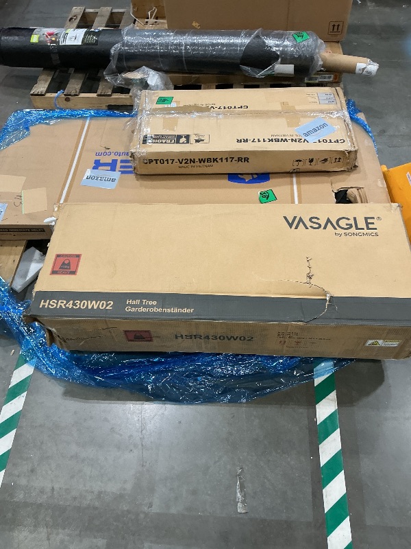 Photo 1 of ***CRACK ON DOOR*** VASAGLE Hall Tree with Bench and Shoe Storage, Coat Rack with Shoe Bench, Shoe Cabinet, 2 Open Compartments, 6 Tri-Hooks, Entryway, Farmfouse Style, Space Saving, Rustic White UHSR430W02