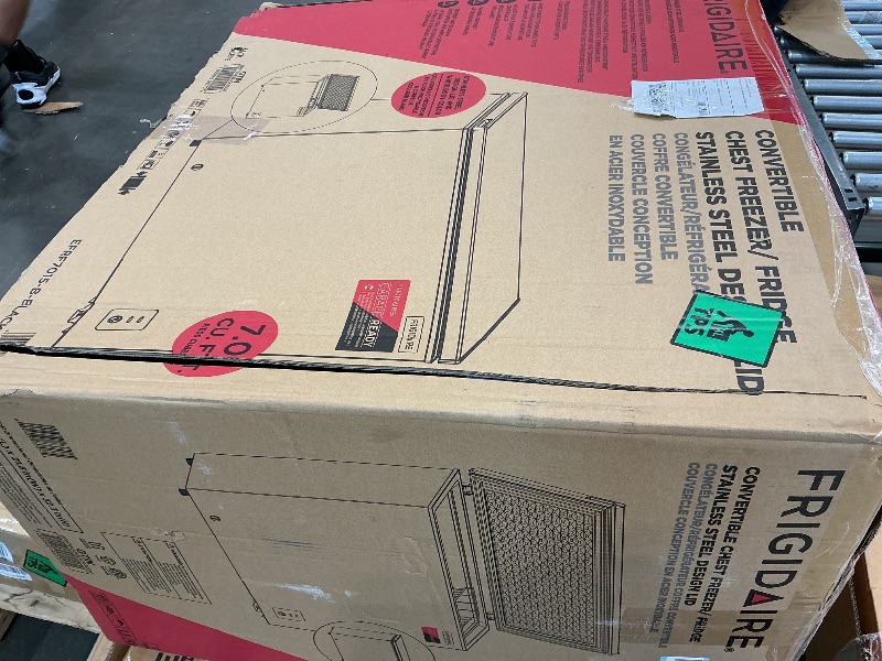 Photo 1 of *USED*
FRIGIDAIRE Chest Deep Freezer, 7 Cu. Ft, Black Adjustable Thermostat-Removable Vinyl Coated Wire Basket-Easy Defrost Drain, Eye-Catching Stainless Steel Top Door- Garage Ready