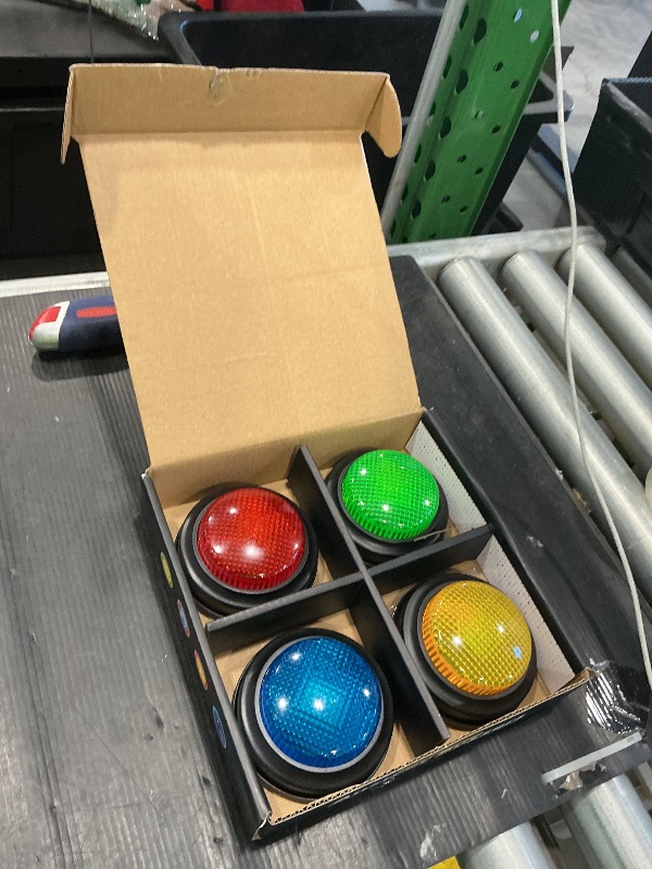 View 2 of *UNTESTED*
YTZRLO Set of 4 Trivia Game Buzzers with Lights & Sound, Family Feud & Jeopardy Quiz Buttons for Classroom, Party Games, Red/Blue/Yellow/Green