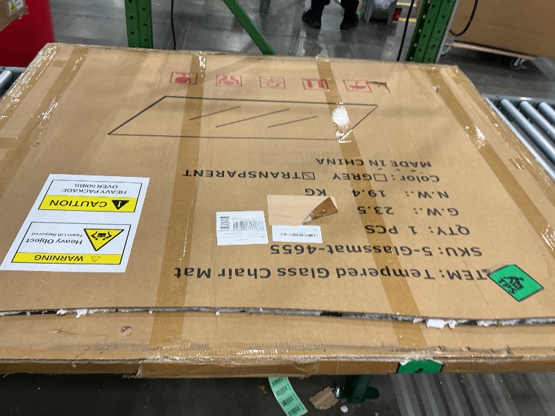 Photo 1 of [Tempered Glass] 46" x 55" Glass Chair Mat, Heavy Duty Hard Floor Mat with Round Corner and Polished Edge, Office Chair Mat for Carpet Office Home Hardwood Floor Desk