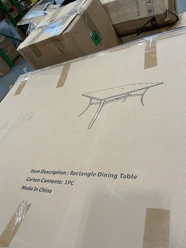 Photo 1 of *UNTESTED*
Sophia & William Outdoor Table, Rectangular Patio Table for 6, Large Patio Dining Table with Faux Wood Tabletop and Metal Steel Frame, Outdoor Dining Table with 1.6"-2" Adjustable Umbrella Hole