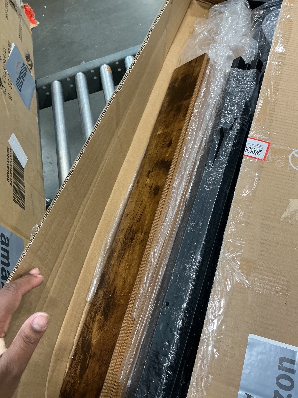 Photo 1 of ***MISSING INSTRUCTIONS*** Sweetcrispy Queen Size Bed Frame with Headboard, 800LBS Mattress Foundation with All Sturdy Metal Support, Under Bed Storage, No Box Spring Needed, Easy Assembly, Rust Brown