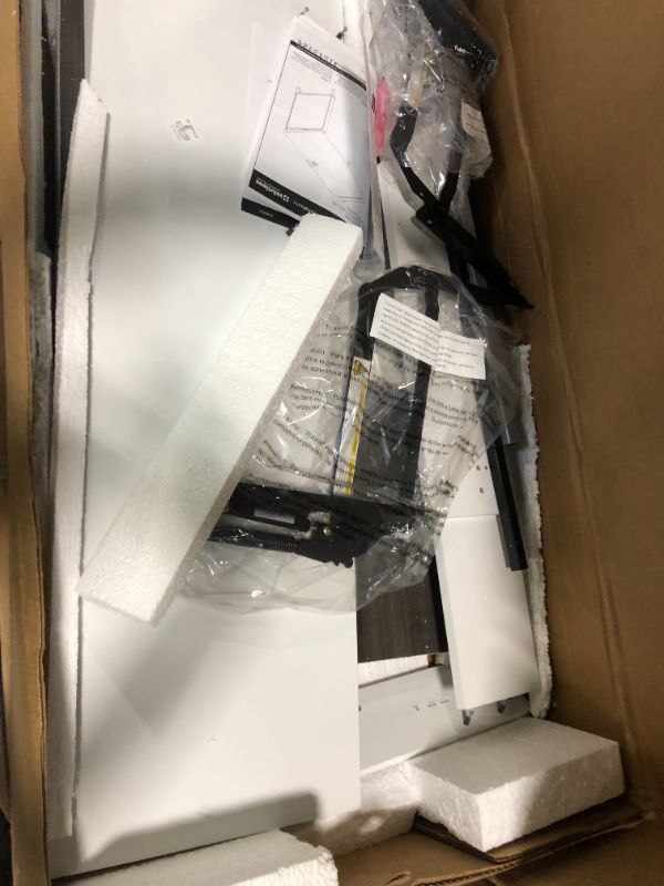 Photo 1 of ***DRAWERS NOT INCLUDED*** Bush Furniture Somerset 72W 3 Position Sit to Stand Adjustable Standing L Shaped Desk in White and Storm Gray, Ergonomic Corner Computer Office Table