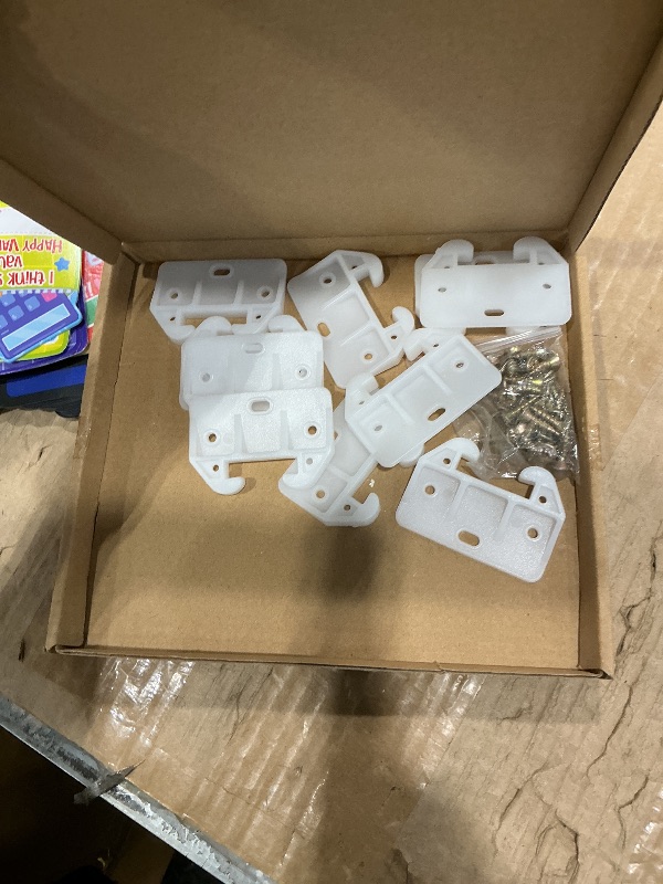 Photo 1 of 10 Pcs Plastic Rear Drawer Guides Drawer Track Rail Guide Brackets with Screws for Dresser Cabinet,Hutches,Drawer Systems,Furniture and Wardrobe,White(59x41.5x7.5mm)