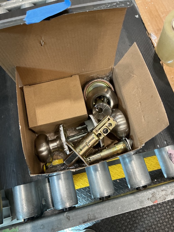 Photo 1 of 1 Set All Keyed Same Entry Door Knobs and Single Cylinder Deadbolt Combo Set for Entrance and Front Door, Keyed Alike Exterior Door Lock Set with Keys, Satin Nickel Deadbolt Lock and Door Knob Set