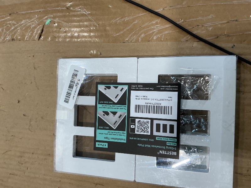 Photo 1 of [4 Pack] BESTTEN 3 Gang Mid-Size Screwless Outlet Cover, Midway Decorative Wall Plate, USWP6 Gloss Snow White, Midsize H4.88" x W6.74"