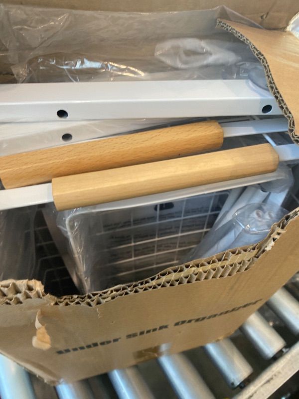 Photo 1 of **MISSING PARTS/check clerk comments**
PXRACK Under Sink Organizer, Adjustable Height, 2 Tier Pull Out Under Cabinet Organizer, Slide Out Thickened Metal Under Sink Storage for Kitchen Bathroom Laundry Pantry Cabinet, White, Large-2-Pack
