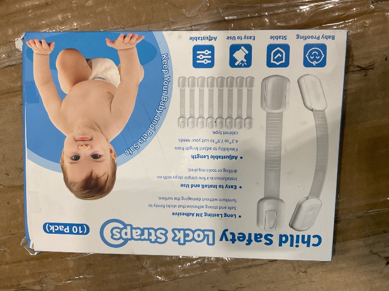 Photo 1 of 10 Pack Cabinet Locks Baby Proofing, Child Proof Cabinet Locks with 3M Adhesive - Easy Installation with Adjustable Straps, Multi-Purpose Child Safety Latches for Drawers Fridge Trash Cans Toilets