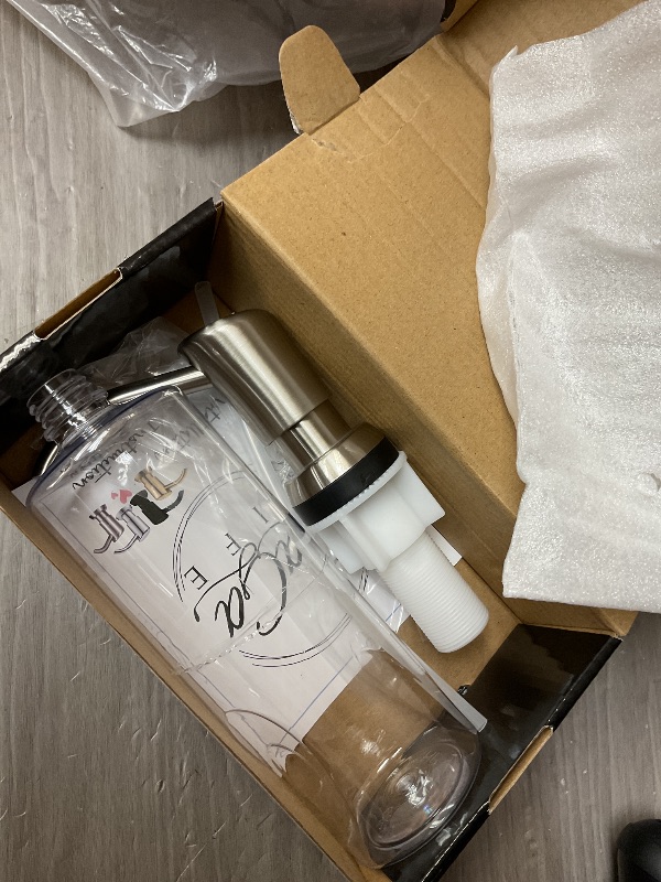 Photo 1 of GAGALIFE Built in Sink Soap Dispenser or Lotion Dispenser for Kitchen Sink, Brushed Nickel ABS Pump Head, with 17 Ounce Large PET Soap Bottle