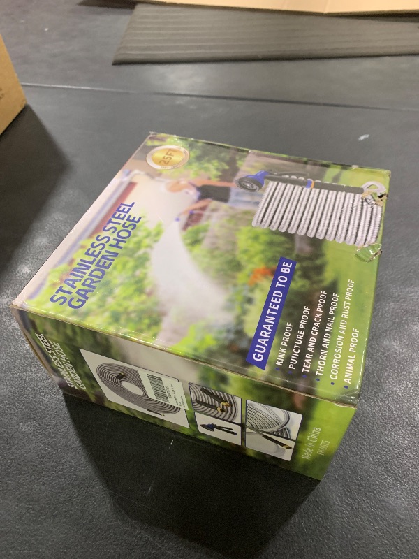 Photo 1 of Garden Hose 25ft, Stainless Steel Metal Water Hose with 10 Function Nozzle, Lightweight Hose, No Kink, Leak-proof, Puncture Resistant for Yard, Outdoor, RV