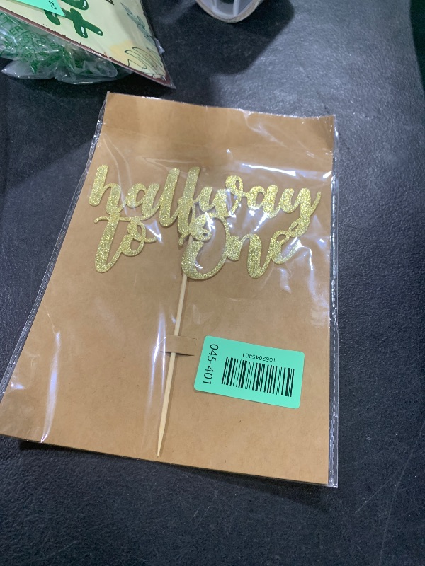 Photo 1 of AHAORAY Half Way To One Cake Topper - Glitter Gold 1/2 Birthday Cake Decorations, Perfect for Baby Shower/Gender Reveal Party/Photo Booth Props