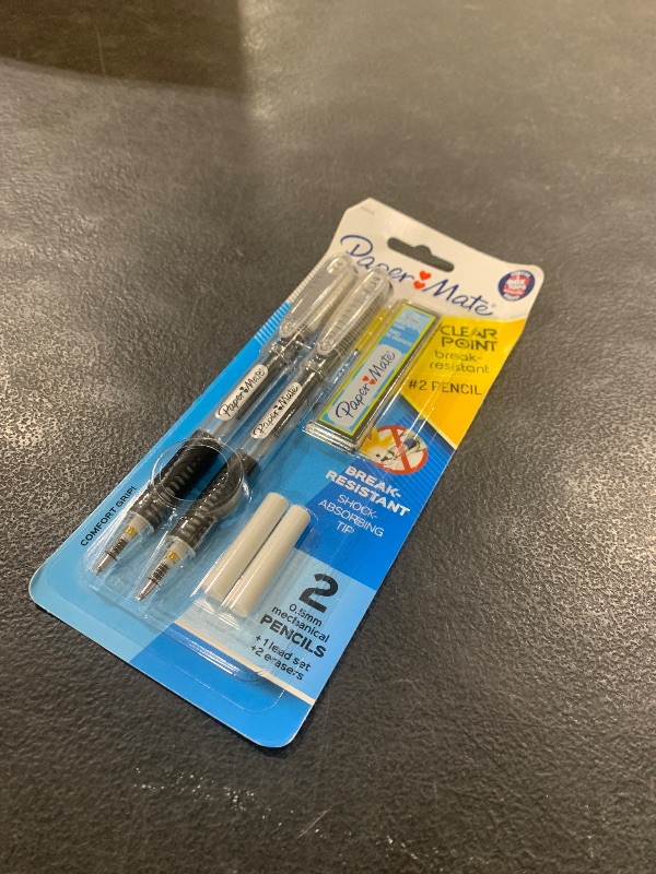 Photo 1 of Paper Mate Clearpoint Mechanical Pencils 0.5mm Break Resistant HB #2 Lead School Supplies Art Supplies Drawing Sketching Pencils 2 Black 1 Lead Refill Set 2 Erasers