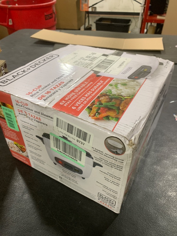Photo 1 of BLACK+DECKER 16-Cup Rice Cooker, 8-Cup Uncooked Rice, Steaming Basket, Removable Non-Stick Bowl, One Touch, Keep Warm