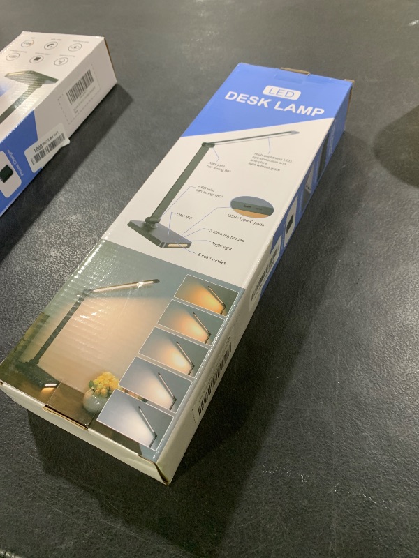 Photo 1 of LED Desk Lamp with USB Ports,Touch Desk Lamps for Home Office with 5 Color Modes,3 Brightness Desk Light with Small Night Light,Reading Lamp Table Lamp for Bedroom Bedside Study Black ?with adapter?