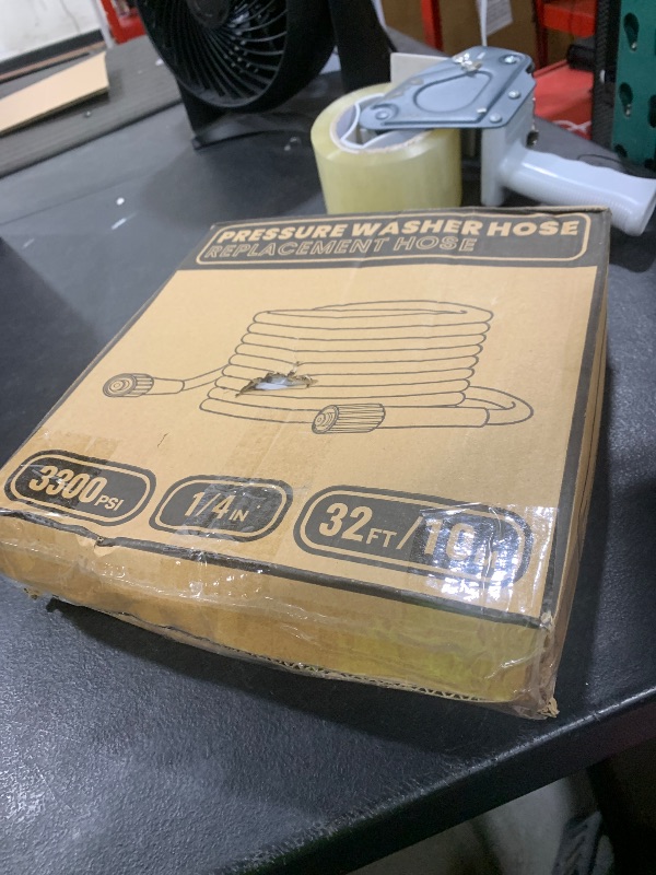 Photo 1 of Pressure Washer Hose 32FT, 3300PSI 1/4" Power Washer Hose with M22-14 Brass Fitting, Kink Resistant, No-Leak Design, Durable Replacement Hose fo Ryobi, Greenworks, CRAFTSMAN Most Brand Power Washer