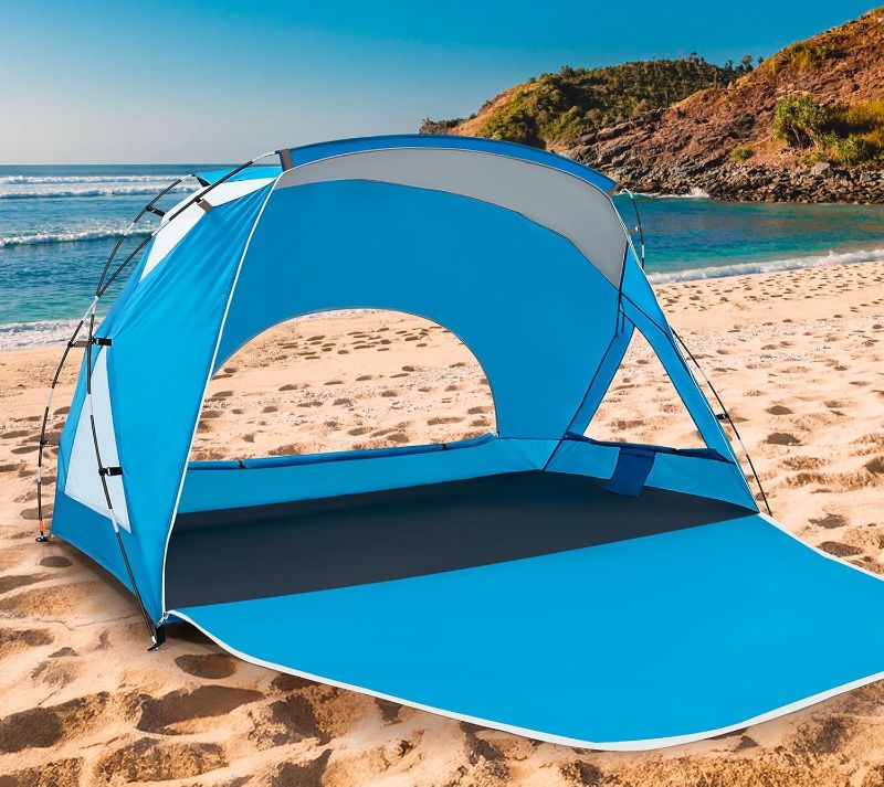 Photo 1 of Etto Beach Tent, Portable Sun Shelter for 2/3/4/6-8 Person with UPF 50+ UV Protection, Easy Setup Waterproof Beach Shade Canopy Cabana for Family Outdoor and Picnics, Fishing with Carrying Bag