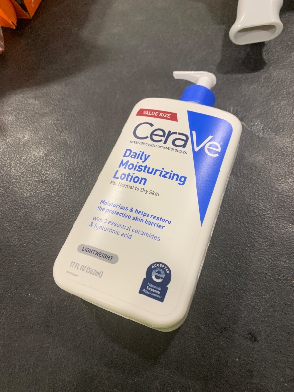 Photo 1 of CeraVe Daily Moisturizing Lotion for Dry Skin, Body Lotion & Face Moisturizer with Hyaluronic Acid and Ceramides, Daily Moisturizer, Fragrance Free, Oil-Free, 19 Ounce