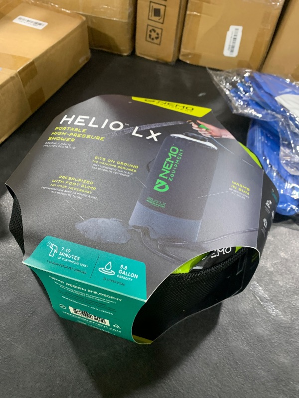 Photo 1 of NEMO Equipment Helio Portable Pressure Camp Shower - 22 Liter - Black/Apple Green