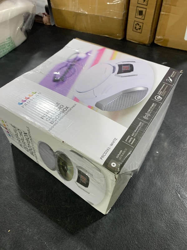Photo 1 of Proscan Elite Portable CD Boombox with AM/FM Radio - White
