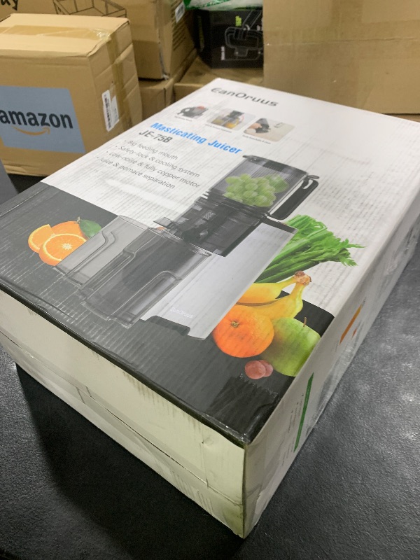Photo 1 of Cold Press Juicer, 5.3" Wide Feed Chute Juice Extractor Machine with 400W, High Juice Yield, Slow Masticating Juicer for Whole Vegetables & Fruits, Metallic Silver