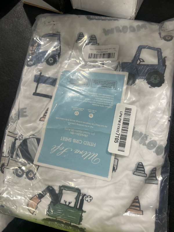 Photo 1 of Little Grape Land Crib Sheets for Boys and Girls, 2pk Baby Crib Fitted Sheet for Standard Size Crib and Toddler Mattress, Super Soft Baby Sheet (Navy Trucks)