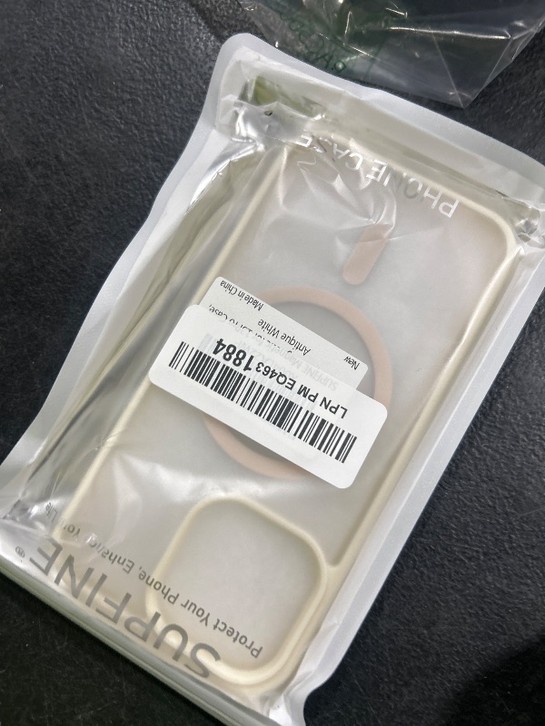 Photo 1 of SUPFINE Magnetic for iPhone 13 Pro Case (Compatible with MagSafe) (Military Grade Drop Protection) Slim Translucent Matte Shockproof with Anti-Fingerprint Phone Case,Antique White