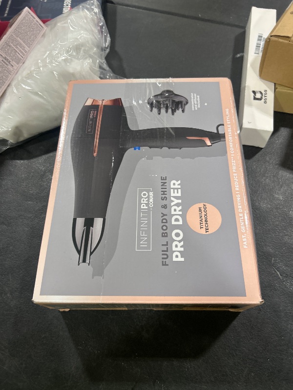 Photo 1 of INFINITI PRO by CONAIR Hair Dryer, 1875W Blow Dryer with Diffuser and Concentrator, Ceramic Technology, 3 Heat & 2 Speed Settings, Cold Shot Button, Black