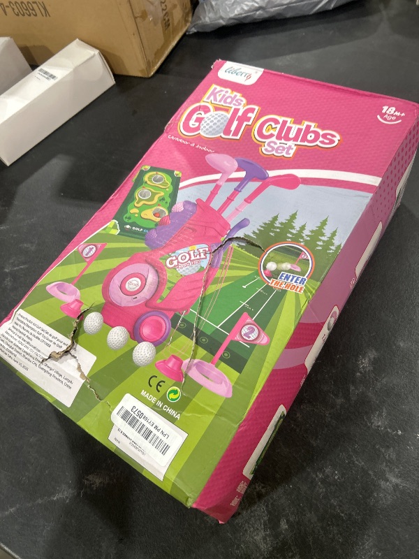 Photo 1 of Liberry Toddler Golf Set for 2 3 4 Years Old Girls Boys, Upgraded Kids Golf Cart with Golf Cornhole Board & Putting Mat, Indoor and Outdoor Golf Toys Birthday Gift, Pink
