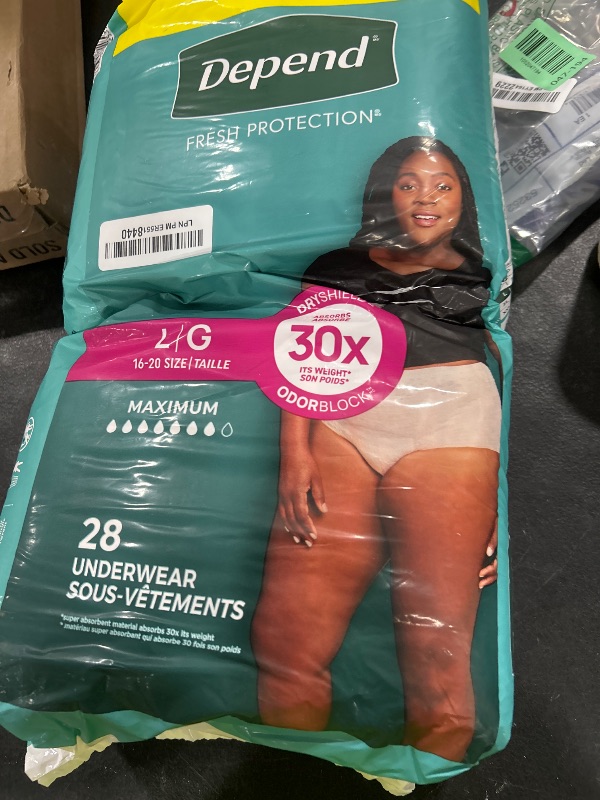 Photo 1 of Depend Fresh Protection Adult Incontinence & Postpartum Bladder Leak Underwear for Women, Disposable, Maximum, Large, Blush, 28 Count, Packaging May Vary