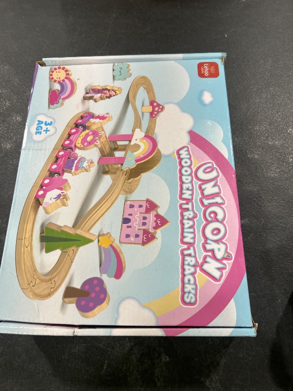 Photo 1 of Lehoo Castle Wooden Train Set, Train Set for Toddlers 2-4, Wooden Train Track for Girls, Unicorn Toys for Girls Age 4-6, Toys for 3 4 5 6 Year Old Girl