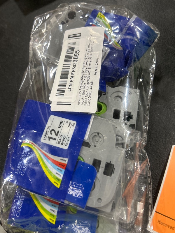 Photo 1 of BPXX Replacement for P-Touch Label Tape, Brother Label Maker Tape, Tze 231 Label Maker Tape 12mm 0.47 White, Compatible with Brother PT-D210 H110 D220 D410 D600 P-Touch Series, 4-Pack