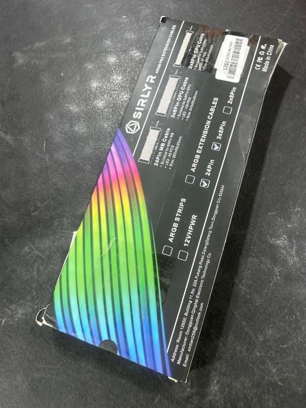 Photo 1 of Sirlyr RGB PSU Cable Extensions Set with Lighting Panels, 24-Pin Motherboard & 3×8-Pin GPU Extensions - 120 LEDs, 6 Light Strips, ARGB Remote Control, Modular Design