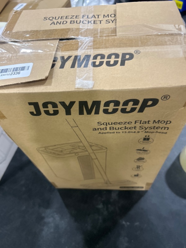 Photo 1 of JOYMOOP Mop and Bucket Set with Wringer, Dust Mops for Floor Cleaning, Wall Cleaner with Long Handle,Wet and Dry Use - 8 Microfiber Mop Pads