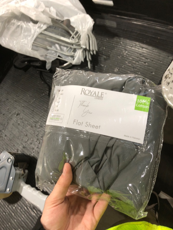 Photo 1 of Royale Linens 100% Organic Cotton Twin Flat Sheet Only - Super Soft - Percale Top Sheets - Twin Flat Sheet Sold Separately - Breathable, Cool & Crisp Grey Sheets Only (66" x 96", Grey)