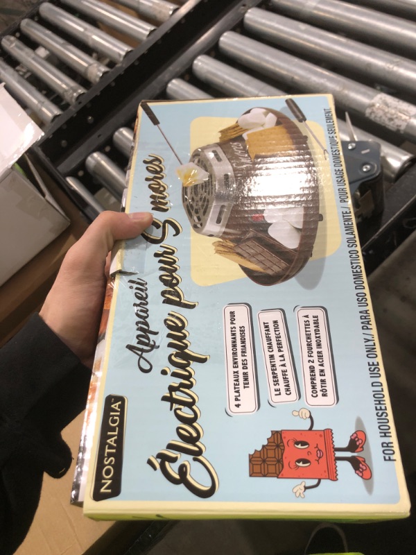 Photo 1 of Nostalgia Tabletop Indoor Electric S'mores Maker - Smores Kit With Marshmallow Roasting Sticks and 4 Trays for Graham Crackers, Chocolate, and Marshmallows - Movie Night Supplies - Brown