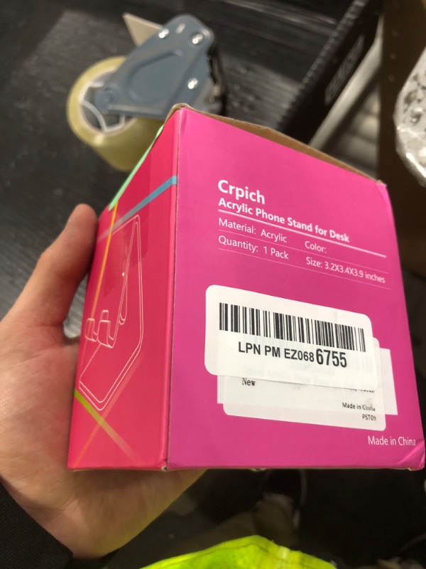 Photo 1 of Crpich Acrylic Cell Phone Stand, Portable Phone Holder, Pink Phone Stand for Desk, Compatible with Phone16 15 14 13 12 Pro Max Mini 11 SE, Switch, Android Smartphone, Pad, Tablet, Desk Accessories