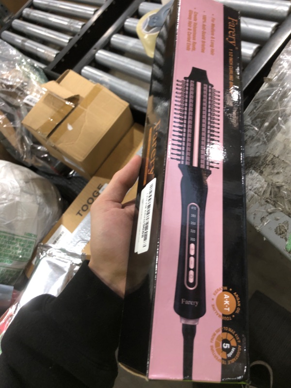 Photo 1 of Farery Thermal Brush 5 Adjustable Temps, 1.5 Inch Hot Curling Brush for Big Bouncy Curls, Non-Blowing Heated Round Brush, Ceramic Curling Wand for Medium & Long Hair, Dual Voltage for Travel