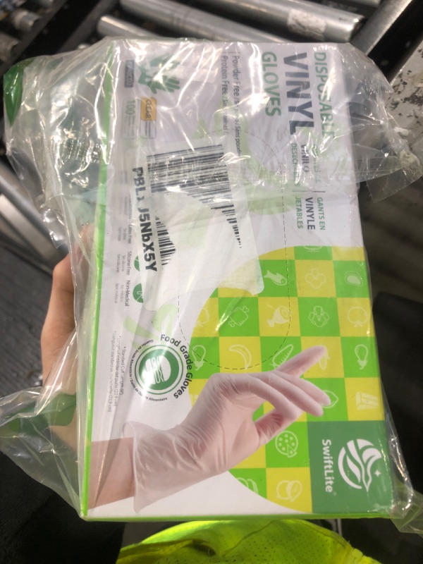 Photo 1 of SWIFTLITE Disposable Vinyl Gloves, Food Safe, Latex-Free Powder-Free Clear Plastic Gloves for Cooking, House Clean, Food Prep (100, Medium)